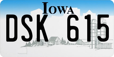 IA license plate DSK615