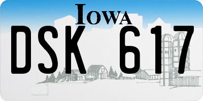 IA license plate DSK617