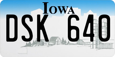 IA license plate DSK640