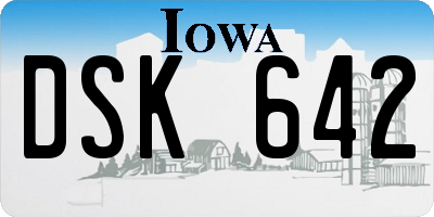IA license plate DSK642