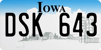 IA license plate DSK643