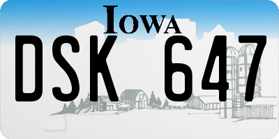 IA license plate DSK647