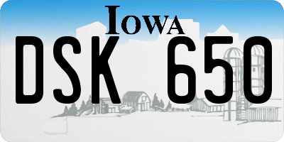 IA license plate DSK650