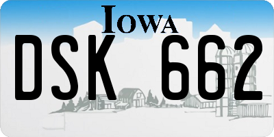 IA license plate DSK662
