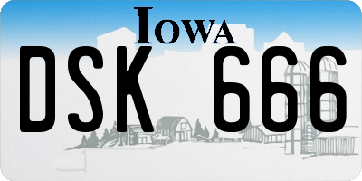 IA license plate DSK666
