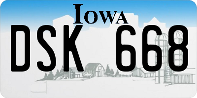 IA license plate DSK668
