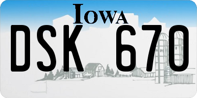 IA license plate DSK670