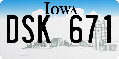 IA license plate DSK671