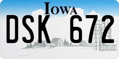 IA license plate DSK672