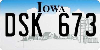 IA license plate DSK673