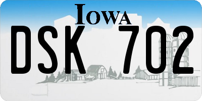 IA license plate DSK702