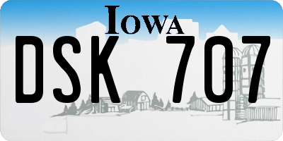 IA license plate DSK707