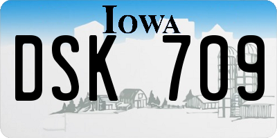 IA license plate DSK709