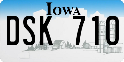 IA license plate DSK710