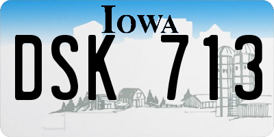 IA license plate DSK713