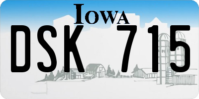 IA license plate DSK715