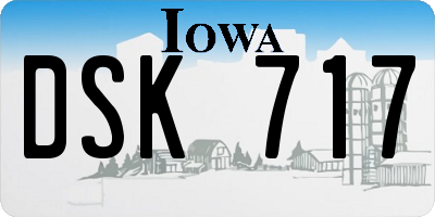 IA license plate DSK717