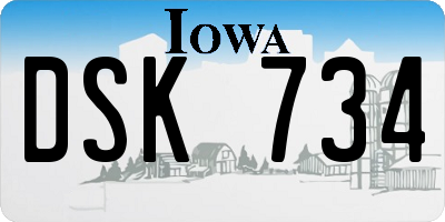 IA license plate DSK734