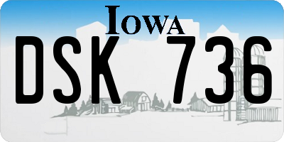 IA license plate DSK736