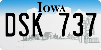 IA license plate DSK737
