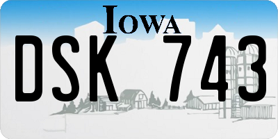IA license plate DSK743