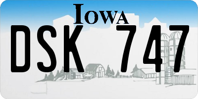 IA license plate DSK747