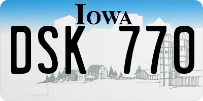 IA license plate DSK770