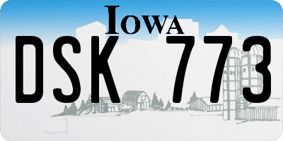 IA license plate DSK773