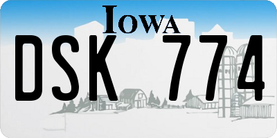 IA license plate DSK774