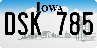 IA license plate DSK785