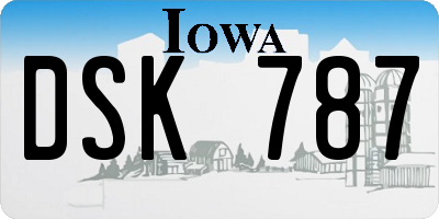 IA license plate DSK787