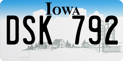 IA license plate DSK792