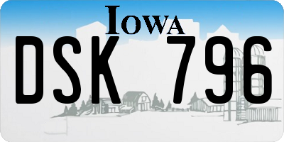 IA license plate DSK796