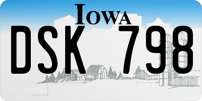 IA license plate DSK798