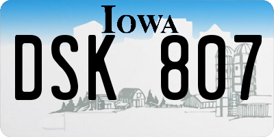 IA license plate DSK807