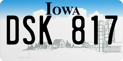 IA license plate DSK817