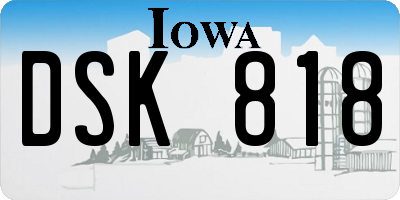 IA license plate DSK818