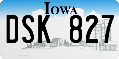IA license plate DSK827