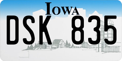 IA license plate DSK835