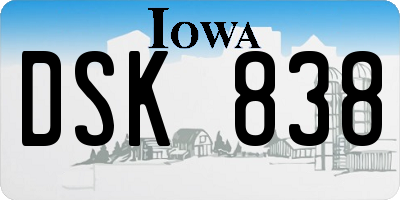 IA license plate DSK838
