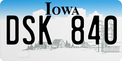 IA license plate DSK840