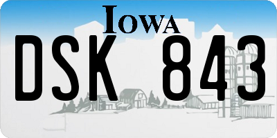IA license plate DSK843