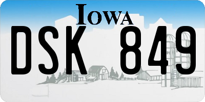 IA license plate DSK849