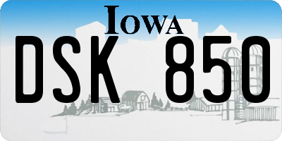 IA license plate DSK850