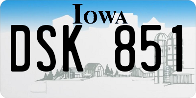IA license plate DSK851
