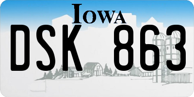 IA license plate DSK863