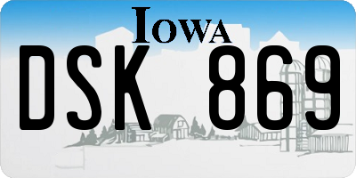 IA license plate DSK869