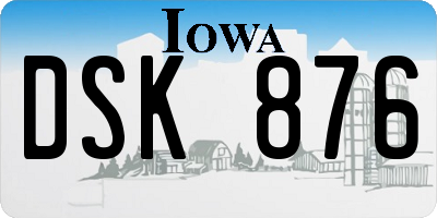 IA license plate DSK876