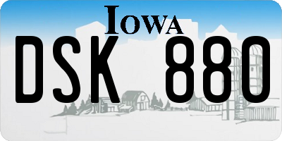 IA license plate DSK880