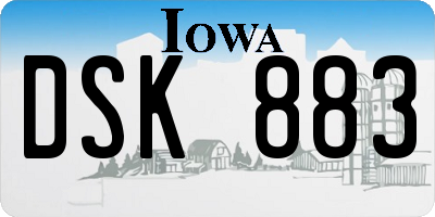 IA license plate DSK883